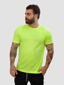 Men's Dry Short Sleeve Gym Training T-Shirt - Lime Green - View 3