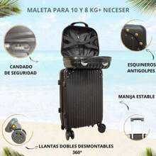 Kit Maleta Para 10 Y 8 Kg + Neceser Sin Documentar Ligera - Negro - Ver 5