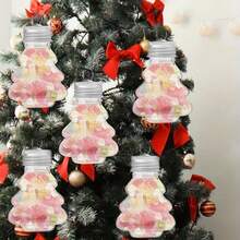 (免费赠送 5 包随机颜色填充泡沫球) 16 个 DIY 圣诞树装饰瓶、圣诞树挂帘 - 50ml 迷你塑料空装饰瓶带挂环，适合节日和婚礼装饰 - 透明掛件16件 - 查看 10