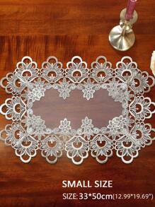 Mesh Fabric Exquisite Two-Tone Water Soluble Hollowed Lace Fringe Tassel Table Mats, Placemats For Kitchen, Dining Table, Writing Desk, Coffee Table, Dressing Table, Living Room, Bedroom, Garden, Indoor And Outdoor Furniture, Picnic, Villa, Festivals, Parties, Cupboard, Home Gatherings, Wedding Decorations Series Size 1PC - Multicolor - View 2