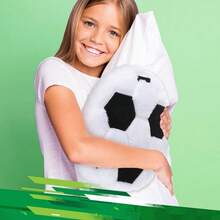 Fluffy Soccer Balls Plush Pillow,Soft Soccer Ball Stuffed Toys,Decorative Soccer & Football Pillow Cushion Throw Pillow,Football Plushies Plush Doll For Home Decor Kids Big Sports Toy Gift - Black and White - View 9