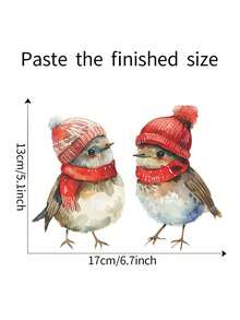 圣诞节教室装饰贴纸，卡通小鸟窗户贴花，圣诞派对客厅装饰，适用于客厅、卧室、餐厅、浴室、家庭办公室、玻璃窗、墙贴装饰 - 聖誕小鳥 - 查看 5