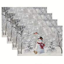 1 件 4 件 6 件 8 件 圣诞一品红餐垫套装 - 12x18 英寸涤纶方形可洗编织餐垫，花卉图案，节日餐厅装饰 - 彩色 - 查看 9