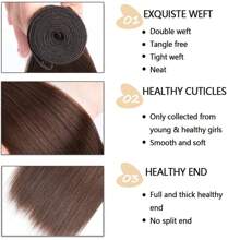 Dark Brown Straight Bundles Brazilian Human Hair Weave 3 Bundles Unprocessed Brazilian Virgin Remy Hair Extensions - S4 - View 4