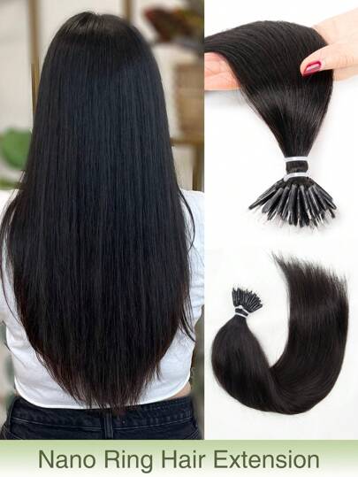 Estensioni per capelli umani con anelli nano da 12-22 pollici, lisci e setosi, in vero capello Remy, con perline micro nano, accessori per capelli con punte nano, per donne