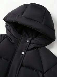 SOLOCOTE Tween Boy Windproof Waterproof Hooded Pocket Zipper Thick Padded Coat, Christmas Gift, Winter - Black - View 3