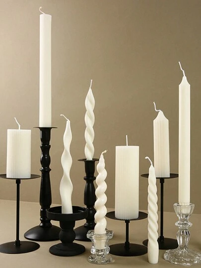 Decorative Aromatherapy Candles - Long-Stemmed Twisted Pillar Candle, White; Cylindrical Gear Shaped; High-Quality, Smokeless Soy Wax Scented Candles, For Home, Room, Wedding, Table, And Aromatherapy Gift Decor,Gifts Birthday Graduation Home Decor Christmas Decorations Room Decor Christmas, Christmas Gifts
