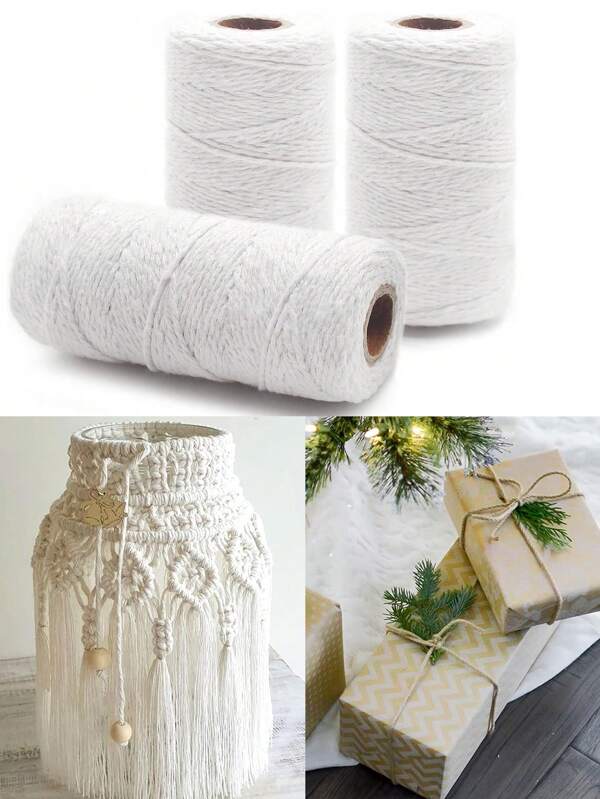White String, Bakers Twine,328 Feet 2MM Natural White String For Crafts, Gift Wrapping Twine, Home Decor, Gift Packaging