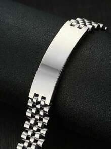 Men's ID Tag Bracelet, Customizable Engraved Heartfelt Message, Comes With Chain, Minimalist Daily Wear, Includes Gift Box, Suitable For Valentine's Day, Birthday, Mother's Day Or Everyday Gift - Multicolor - View 5