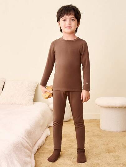 mini bala Conjunto térmico de invierno para niños y niñas, ropa de estar por casa acogedor