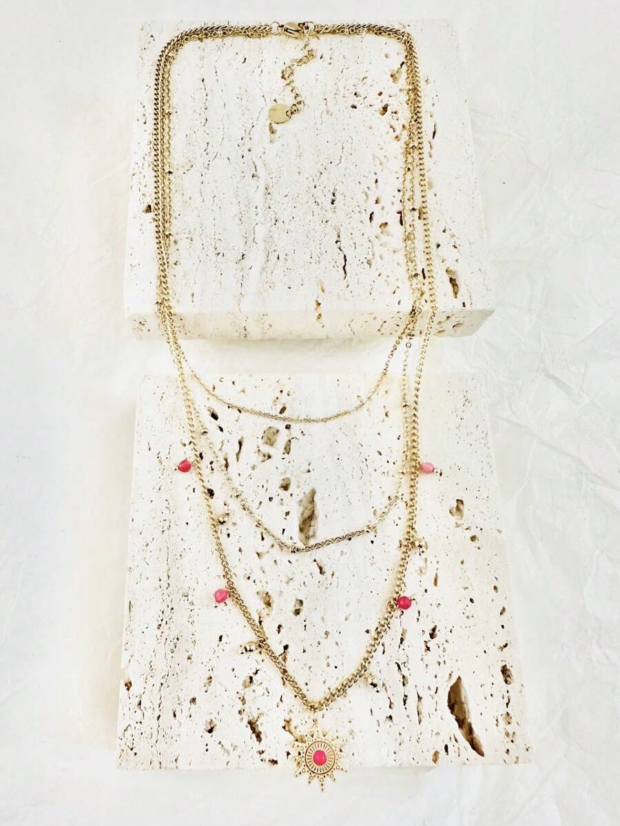 COLLIER MULTI TOUR SOLEIL EN ACIER INOXYDABLE