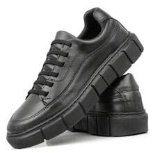Men's Black White Modern Casual Stylish High Sole Chunky Sneakers - màu đen - Xem 1