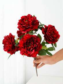 1pc High Quality 5-Headed Peony Artificial Flower, Fake Flowers Decor For Living Room, Tabletop Decoration, Valentine Day, Gift Gifts Birthday Graduation