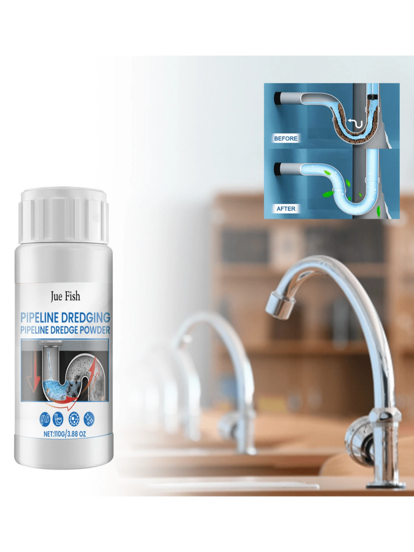 Pipe Dredging Maintenance Agent Toilet Drain Kitchen Sink Blockage Odor