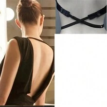 1 件女士深 V 领露背 2 纽扣交叉带胸罩延长带，时尚可调节内衣延长带，适合无胸罩造型，女士内衣和内衣配件 - 彩色 - 查看 13