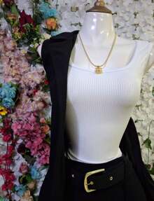 Set Of 3 Pieces Vest Blouse Pants Teckno Crepe Fabric - Black - View 5