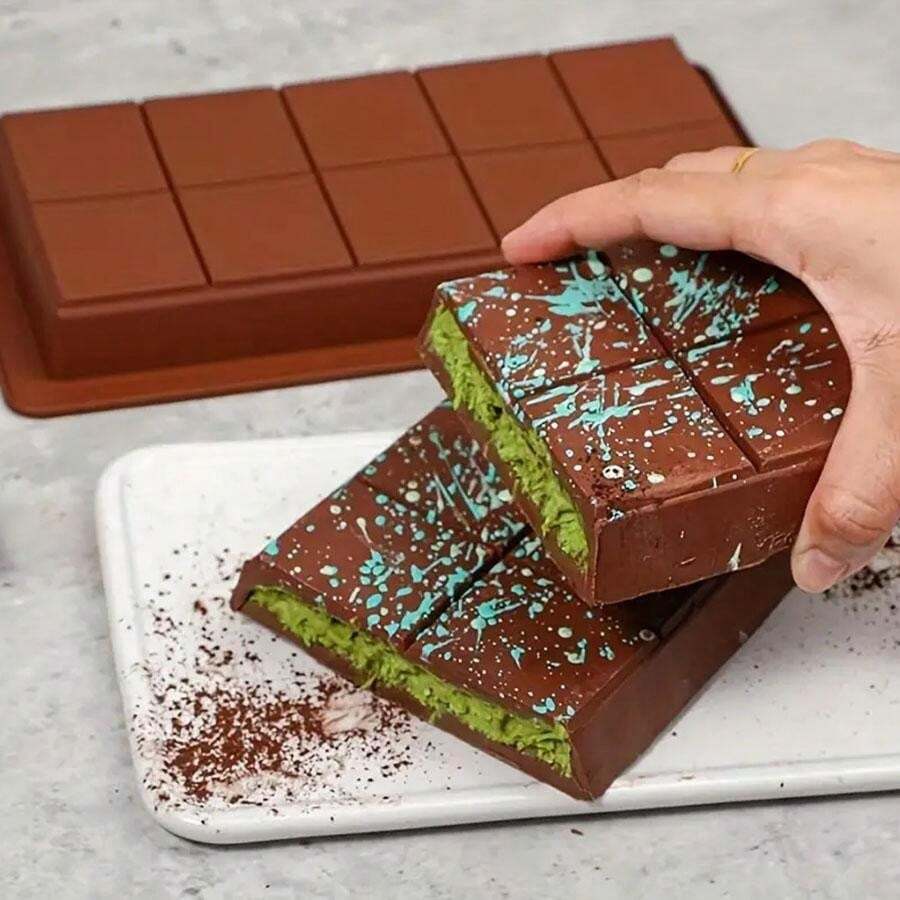 10Cavity Silicone Rectangular Chocolate Bar Mold, Suitable For Dubai