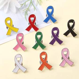 10 piezas de insignias de broche con cinta de concienciación sobre el cáncer de mama - broches de aleación con parte posterior plateada para eventos benéficos de salud, recaudación de fondos, campañas de concienciación y apoyo personal - muestra tu solidaridad y compasión