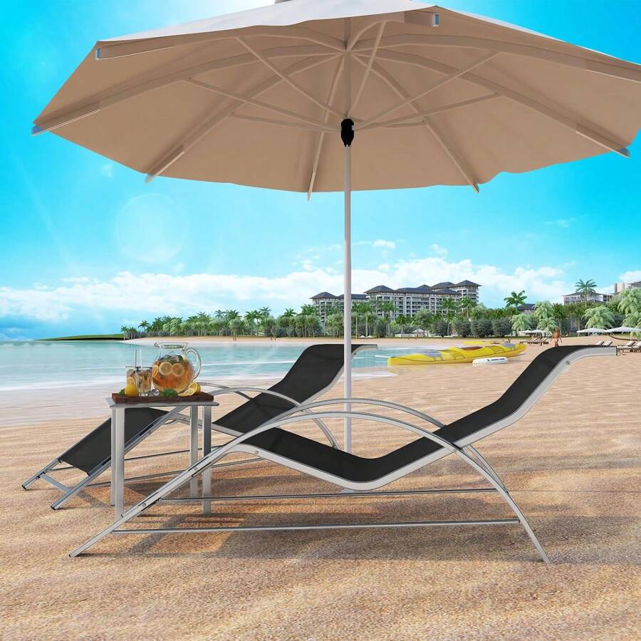 Patio Chaise Lounge Set Of 3, Outdoor Pool Lounge Chair Beach