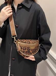 Fashionable Vintage Large Capacity Crocodile Pattern Rhombic Lady's Handbag, Leopard Print Purse For Women Leopard Comeback