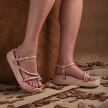 Kit Of Two Pairs Of Women's Sandals  Comfort And Braided Brezz Flip Flops - Đỏ mặt và tím - Xem 2