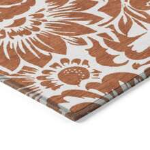 5' X 8' Rust And Ivory Floral Washable Non Skid Indoor Outdoor Area Rug - Multicolor - View 7