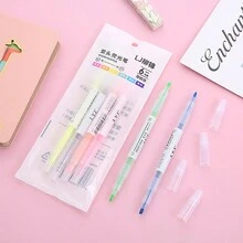 6 支创意双头双色记号笔、学习突出显示文本标记笔、日记涂鸦绘图画笔笔 - 彩色 - 查看 1