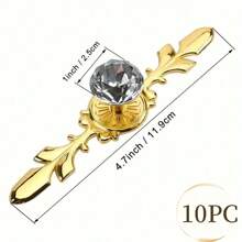 5 Pieces Set Of Elegant Gold Rhinestone Crystal Glass Handles With Tray - Polished Finish, Highly Attractive Multifunctional Kitchen, Bathroom And Office Decorative Glass Handles, Crystal Handles For Drawers And Cabinets - Multicolor - View 29