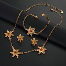 1 套非洲花项链耳环手链适合女士女孩马约特珠宝母亲情人节、妈妈、母亲节、礼物 - 彩色 - 查看 13