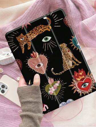 Leopard Case Compatible With IPad 10.2 Inch 2021/2020 IPad 9th/8th Generation,Compatible With Samsung Galaxy Tab A8 10.5 Inch 2022,Compatible With Lenovo Tab Cover,With Pen Holder,Supports Automatic Sleep/Wake Lid