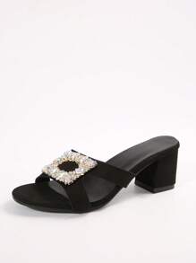 Nuevas sandalias de tacón alto con adornos de cristal y hebilla multiusos para mujeres, decoración de strass para el Día de San Valentín