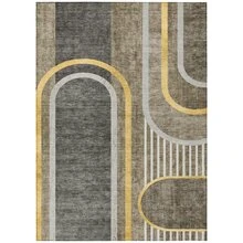 5' X 8' Taupe Abstract Washable Non Skid Indoor Outdoor Area Rug - Taupe - View 1
