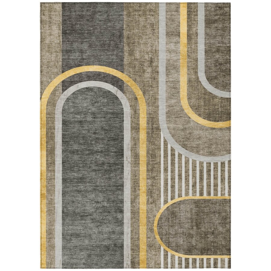 5' X 8' Taupe Abstract Washable Non Skid Indoor Outdoor Area Rug - Taupe - View 1