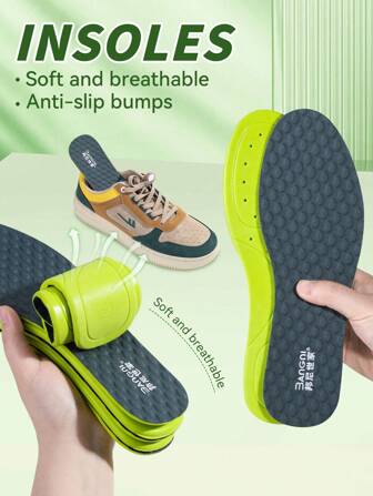 3ANGNI 1 Pair PU Breathable Comfortable Insoles, Moisture-Wicking And Skin-Friendly, For Men And Women, Suitable For Sports Shoes And Work Shoes