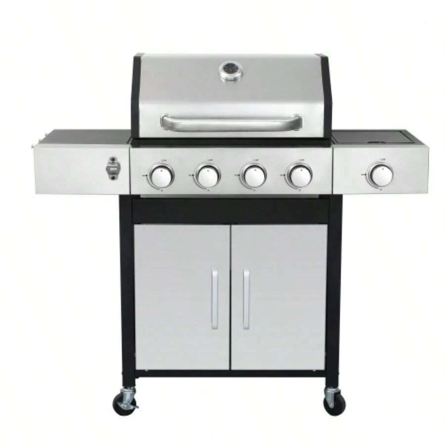 4Burner Propane Gas BBQ Grill With Side Burner, 46790BTU Output With