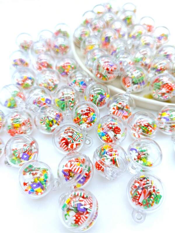 10 Stücke Weihnachts-Serie Harz Dekorative Anhänger, können für DIY Feiertags-Geschenk Schmuckherstellung verwendet werden