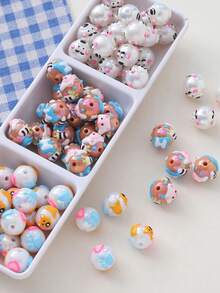 Hạt vẽ tay [Loạt động vật] Hạt Acrylic, tinh tế và đáng yêu với nhiều màu sắc, thích hợp cho lễ hội, quà tặng, trang sức phù hợp và làm đồ dùng hàng ngày - Chuỗi hạt vẽ tay động vật - Xem 2