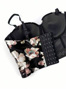 Dravelle Áo corset ngắn tay bằng nhung mềm mại, nâng ngực, màu đen, thích hợp cho nữ, đi nghỉ mát, mùa hè. - màu đen - Xem 7