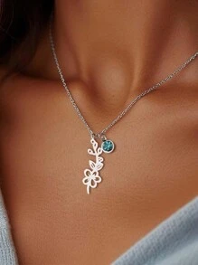 suteyi Dây chuyền đá quý sinh nhật hoa dành cho nữ Dây chuyền tháng sinh hoa bằng thép không gỉ bạc Dây chuyền sinh nhật tinh tế 1-12 Mặt dây chuyền đá quý sinh nhật Dây chuyền xích cổ Trang sức sinh nhật cá nhân Ngày lễ tình nhân - Nhiều màu - Xem 8