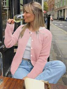 Autumn/Winter Fashion New Arrival, French Style Women Cardigan , Button Design, Back To School - Pink - View 4