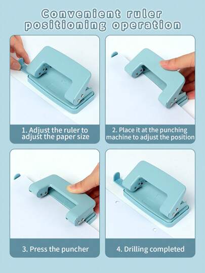 1pc Dual Hole Punch Paper Punch Desktop Puncher, Manual Two Hole Puncher For Binders, Student Office Portable Puncher