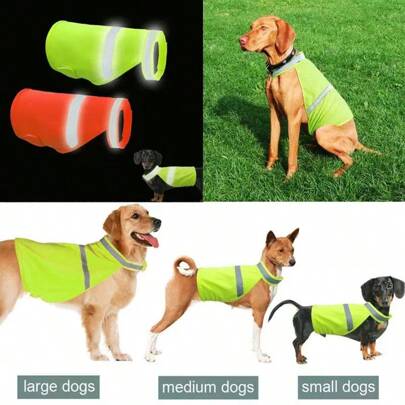 Reflective Dog Vest Breathable Dog Visibility Vest Dog Orange Vest Adjustable Fluorescent Comfortable Pet Hunting Supplies