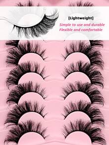 Asiteo 7 Pairs Luxury Faux Mink Eyelashes, 8D Natural Cat Eye Makeup Effect, Reusable, Comfortable Wear, Suitable For All Occasions - 眼尾拉長款 - 查看 2