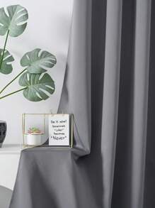 4 件/包 - 遮光窗帘套装，带刺绣薄纱，高遮光纯色窗帘和窗帘衬里，共 4 件，阻挡卧室和客厅的紫外线，纯黑色 - 灰色 - 查看 5