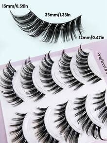 Asiteo 5 Pairs Vivid Cat Eye & Fox Eye False Eyelashes - Made Of Faux Mink Material, Durable And Reusable, Instantly Create Charming Makeup Look, Suitable For Various Occasions - 黑色 - 查看 3