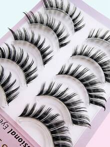 Asiteo 5 Pairs Vivid Cat Eye & Fox Eye False Eyelashes - Made Of Faux Mink Material, Durable And Reusable, Instantly Create Charming Makeup Look, Suitable For Various Occasions - 黑色 - 查看 6