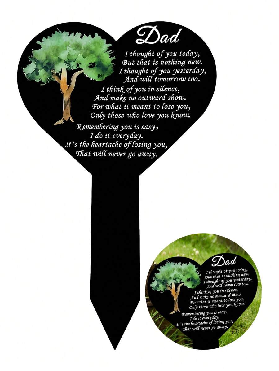 1 pieza Estaca conmemorativa duradera para papá - Decoración resistente a la intemperie para el cementerio, marcadores de tumba emocionales, placas de jardín personalizadas en homenaje a los seres queridos fallecidos