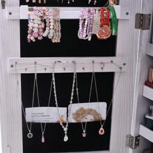 New Wall/Door Mounted Full Mirrored Jewelry Holder Organizer Cabinet Armoire US - 1 - Xem 6