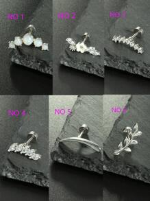 1-6pcs 16G Cartilage Earring Set Stainless Steel Flower Opal CZ Stud Earrings Flat Back Cartilage Conch Helix Piercing Jewelry For Women Valentines,Mom,Mother,Mother's Day,Gift