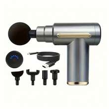 Pistola per massaggio LCD 720 da 1200 mAh ricaricabile tramite USB, fasciaguno potenziato per il rilassamento muscolare con 4 teste per il massaggio e 6 impostazioni di velocità, controllo touch, adatto per massaggi da ufficio per sedentari, atleti e bodybuilder per il rilassamento post-allenamento